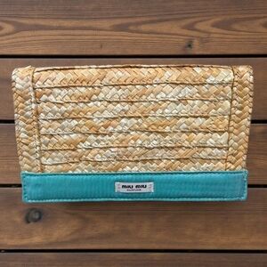 Miu Miu Tan Woven Crossbody Bag NEW